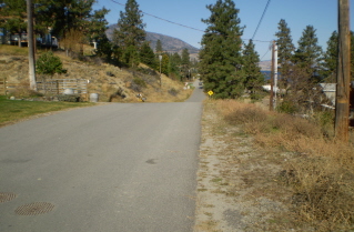 The street leads into Kaleden, Kettle Valley Railway Okanagan Falls to Penticton, 2010-10.